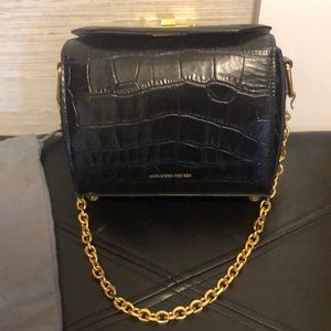 Alexander McQueen black leather box purse